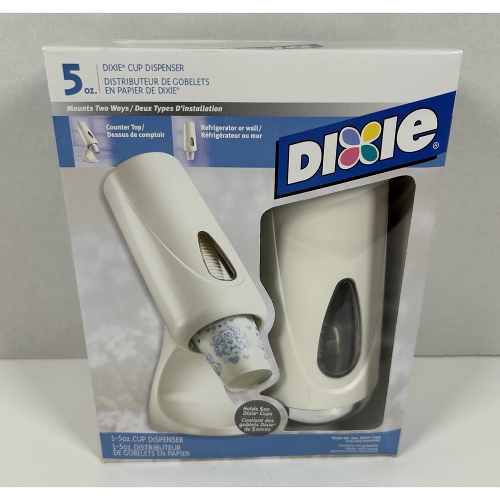 Dixie Cup Dispenser 5oz Countertop/Wall Mount NOS NEW Retro Silver Accent